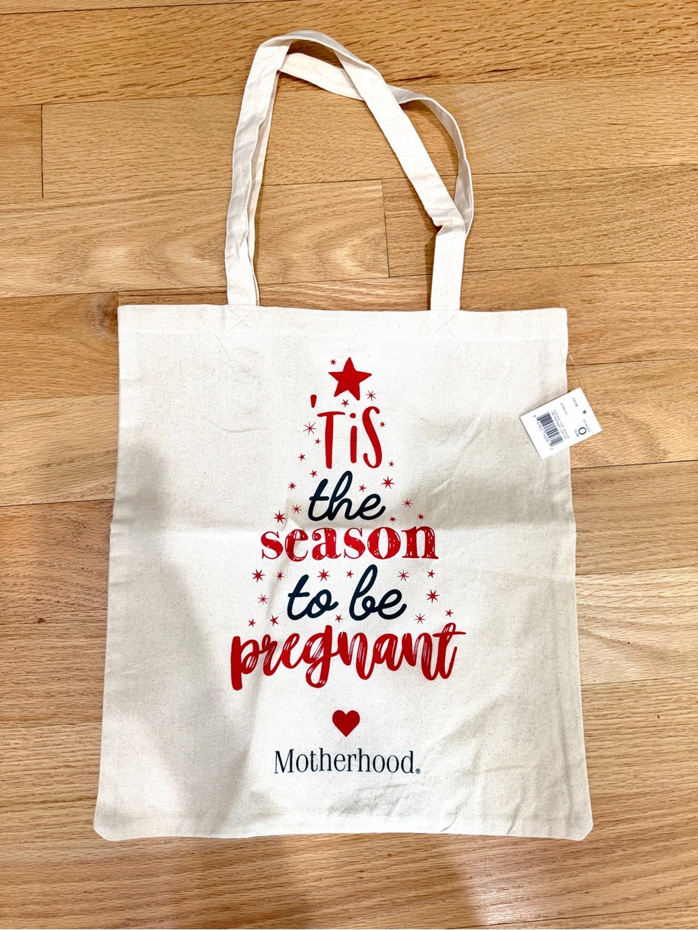 Motherhood Maternity Cotton Canvas Tote Bag - 'Tis the Season to Be Pregnant